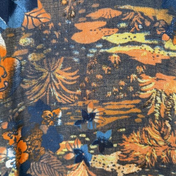 We The Free Button Down XS Oversized Blue Orange Tropical Floral Raw Edge Shirt - Picture 6 of 15
